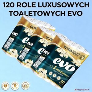 120x Luxury Evo Toilet Rolls – 3-Ply Soft Tissue, Eco-Friendly, Degradable & Recyclable Family Pack